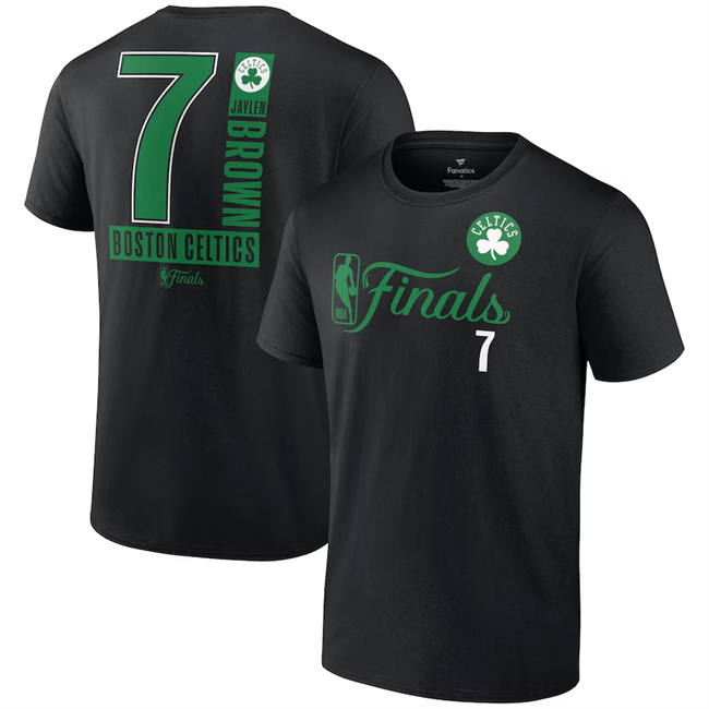 Men's Boston Celtics #7 Jaylen Brown Black 2024 Finals Inbound Pass Name & Number T-Shirt Men's Boston Celtics #7 Jaylen Brown Black 2024 Finals Inbound Pass Name & Number T-Shirt